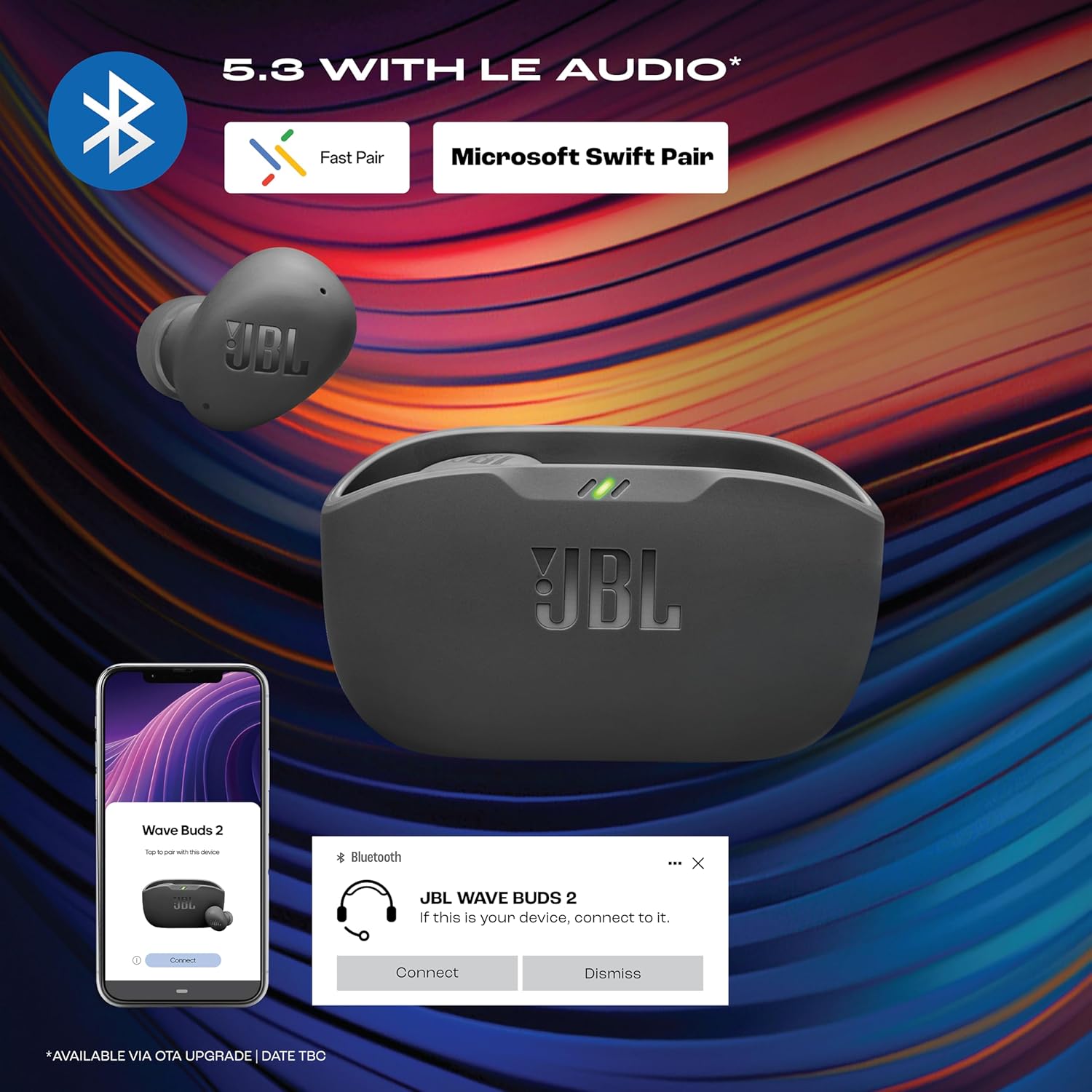 JBL Wave Buds 2 Ear Buds Wireless BluetoothV5.3, Active Noise Cancellation EarBuds - View 2