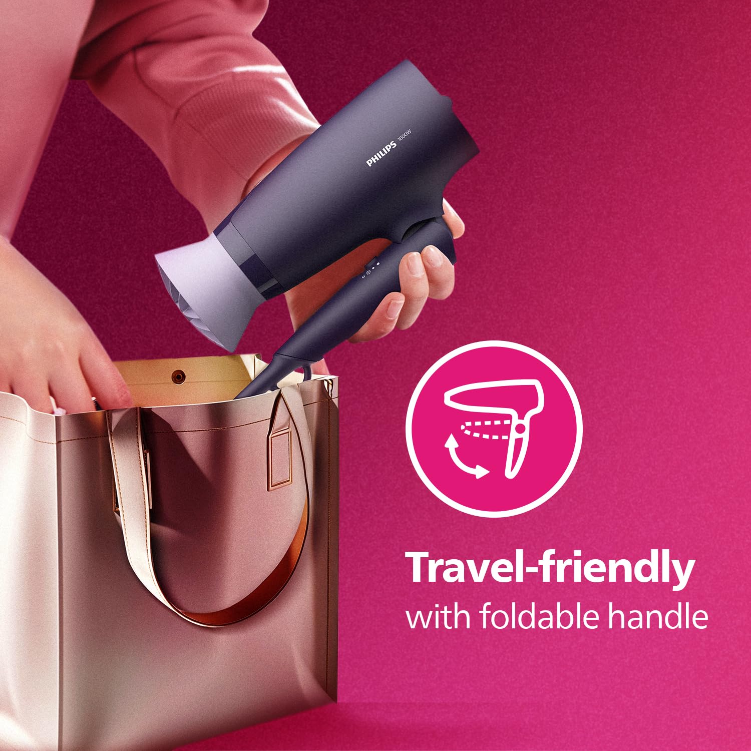 Philips Hair Dryer Powerful Drying with Less HeatIIonic Care for Smooth & Shiny HairI 3 Styling Options for Salon like BlowdryI 1600 WattsI Cool ShotI Men & WomenI 2 Year WarrantyI BHD318/00, Purple - View 2