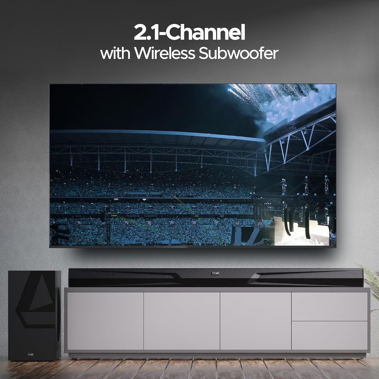 boAt Aavante Bar Quake Pro, 240W Signature Sound, 2.1CH, Wireless Subwoofer, BT v5.3, Multiple Ports, Bass & Treble Controls, Bluetooth Sound bar, Home Theatre Soundbar Speaker (Premium Black) - View 5