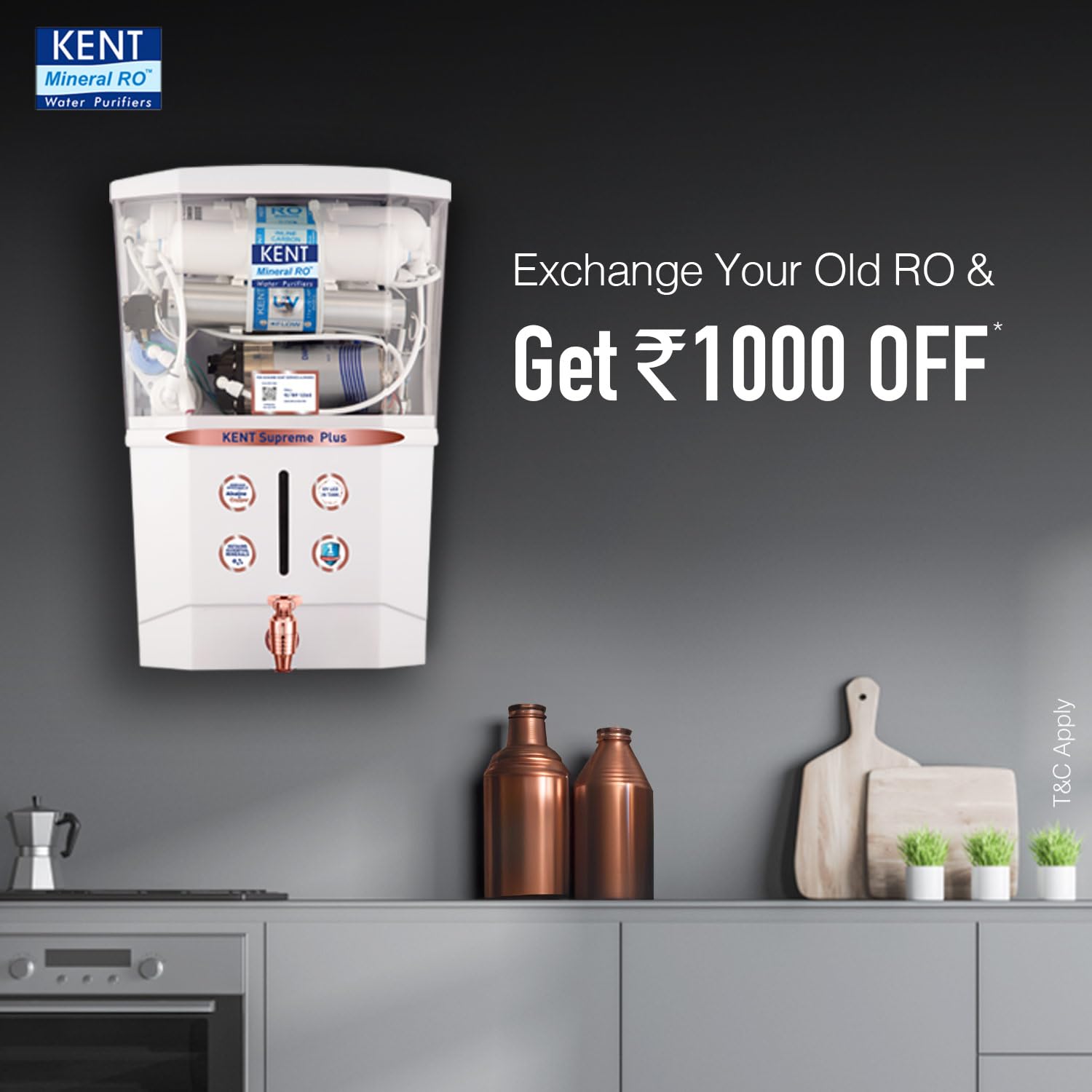 KENT Supreme Plus Alkaline?? RO Water Purifier | RO??? ?????? LED Tank|Advanced ROTech for Sabse Shudh Paani | Auto Flush | 8L| 20LPH | Ideal for Borewell/Tanker/Municipal Water - View 7