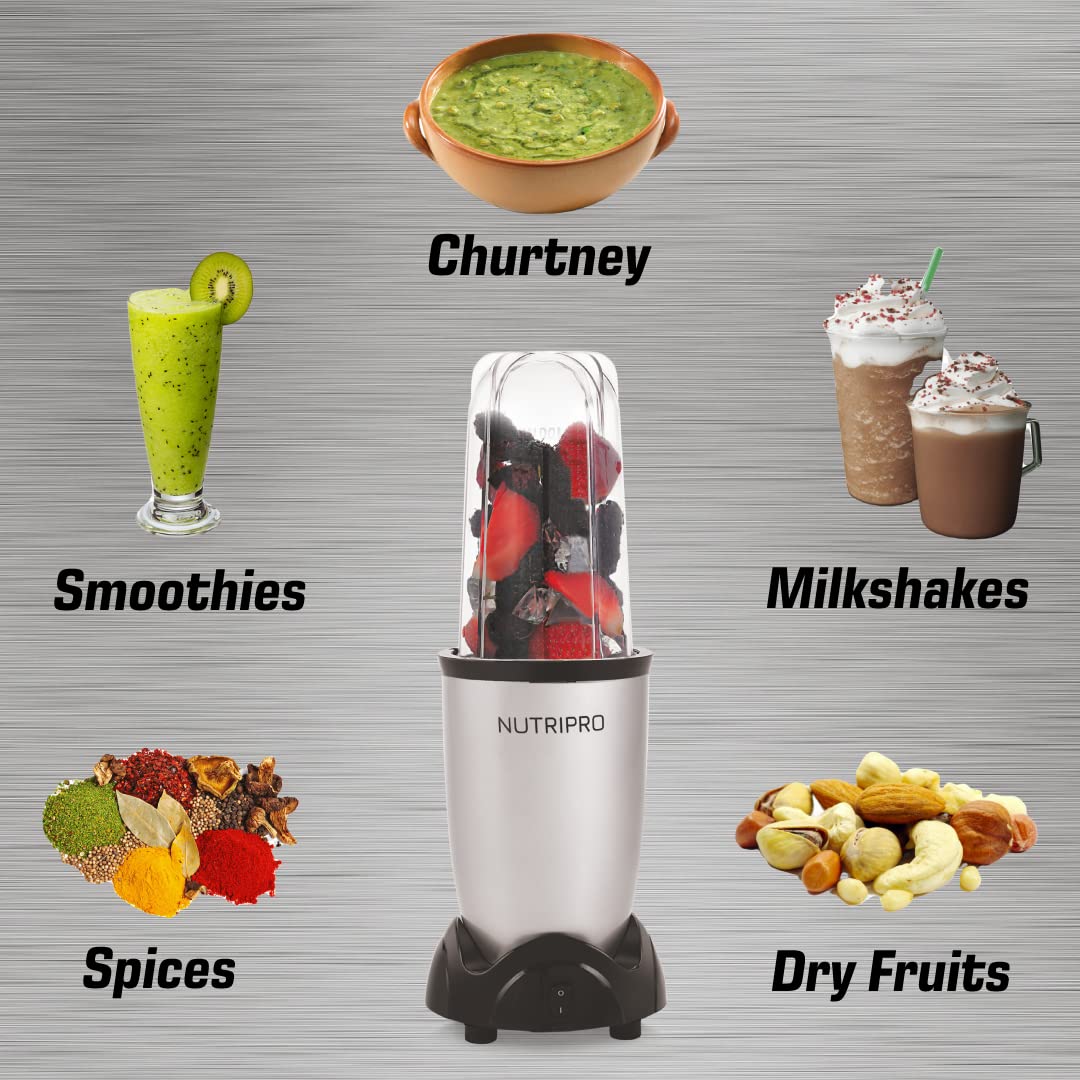 NutriPro Juicer Mixer Grinder - Smoothie Maker - 500 Watts (2 Jars & 1 Blade, Silver) - 2 Year Warranty - View 4