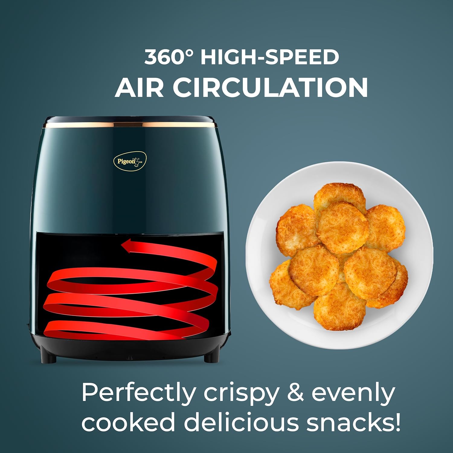 Pigeon Healthifry Digital Air Fryer, 360? High Speed Air Circulation Technology 1200 W with Non-Stick 4.2 L Basket - Green - View 4