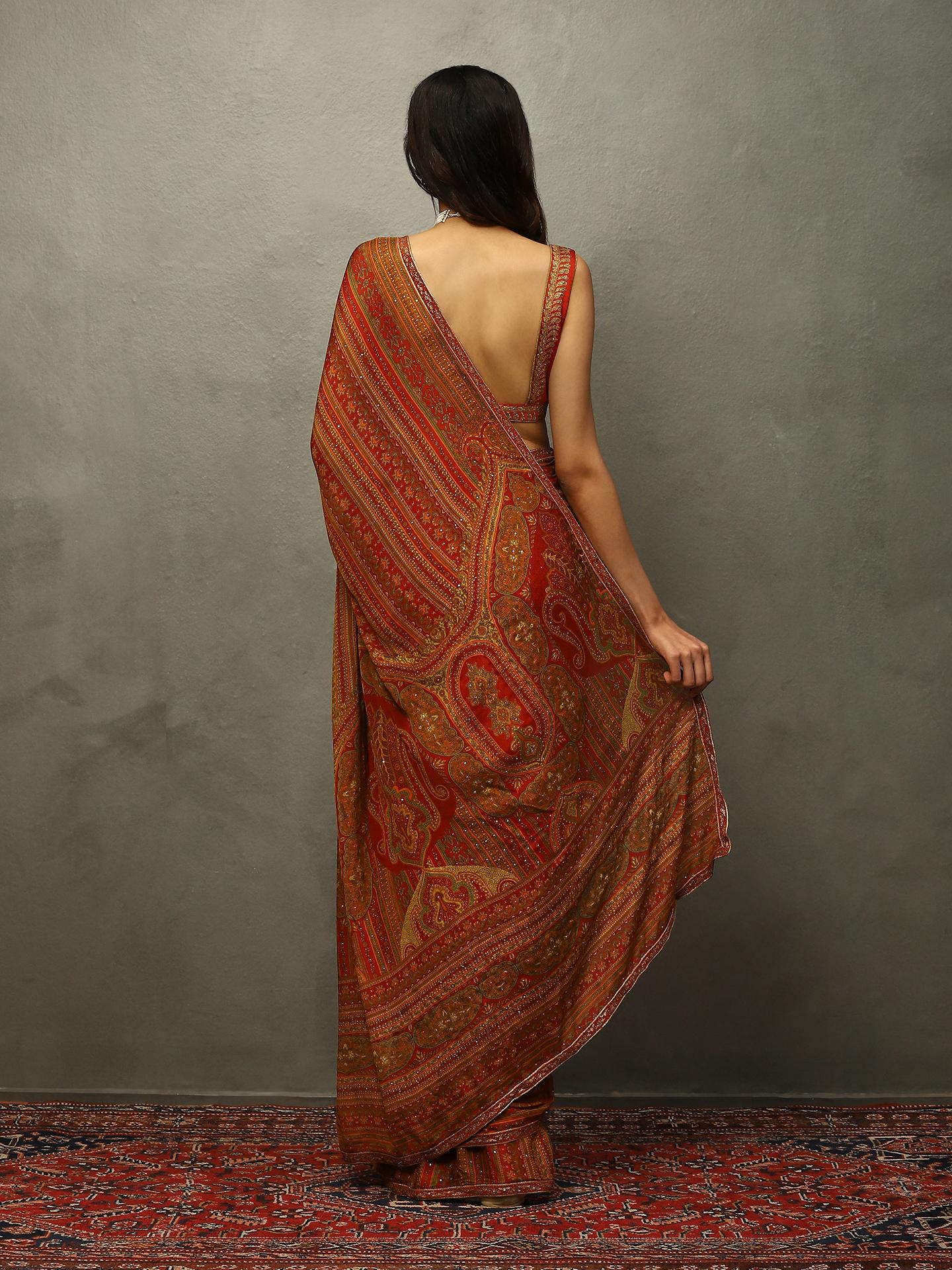 Red & Beige Vasu Saree - View 2