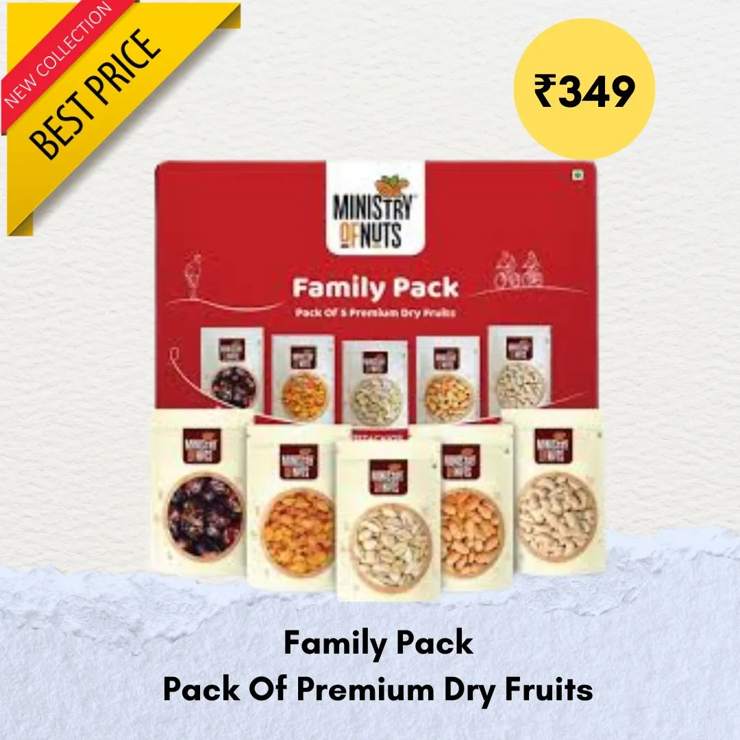 Ministery of Nuts Family Pack of 5 Premium Dry Fruits : Combo of 5