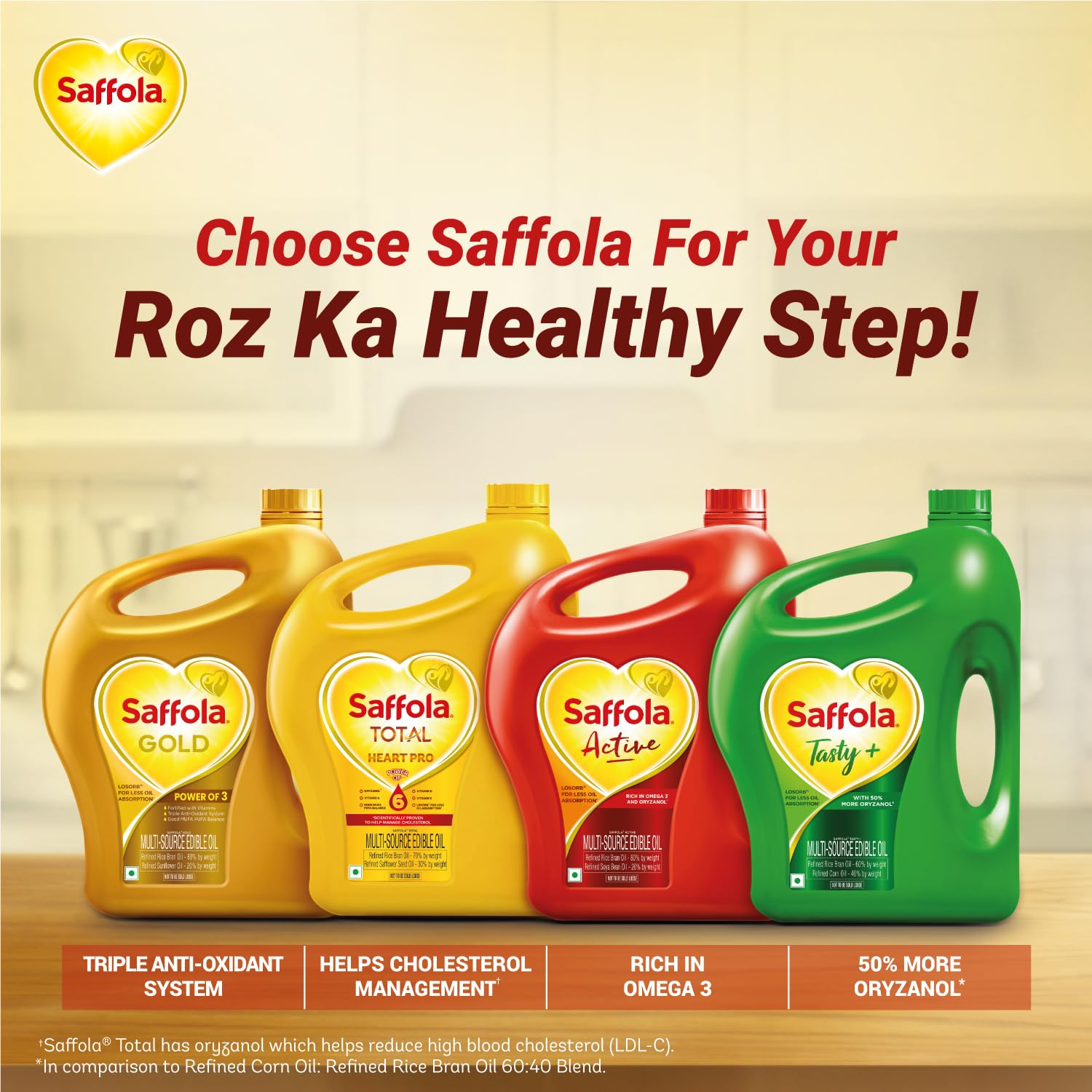 5 Litre Jar  Free 1 Litre Pouch Saffola Gold Refined Cooking oil | Blended of Rice Bran & Sunflower oil - View 3