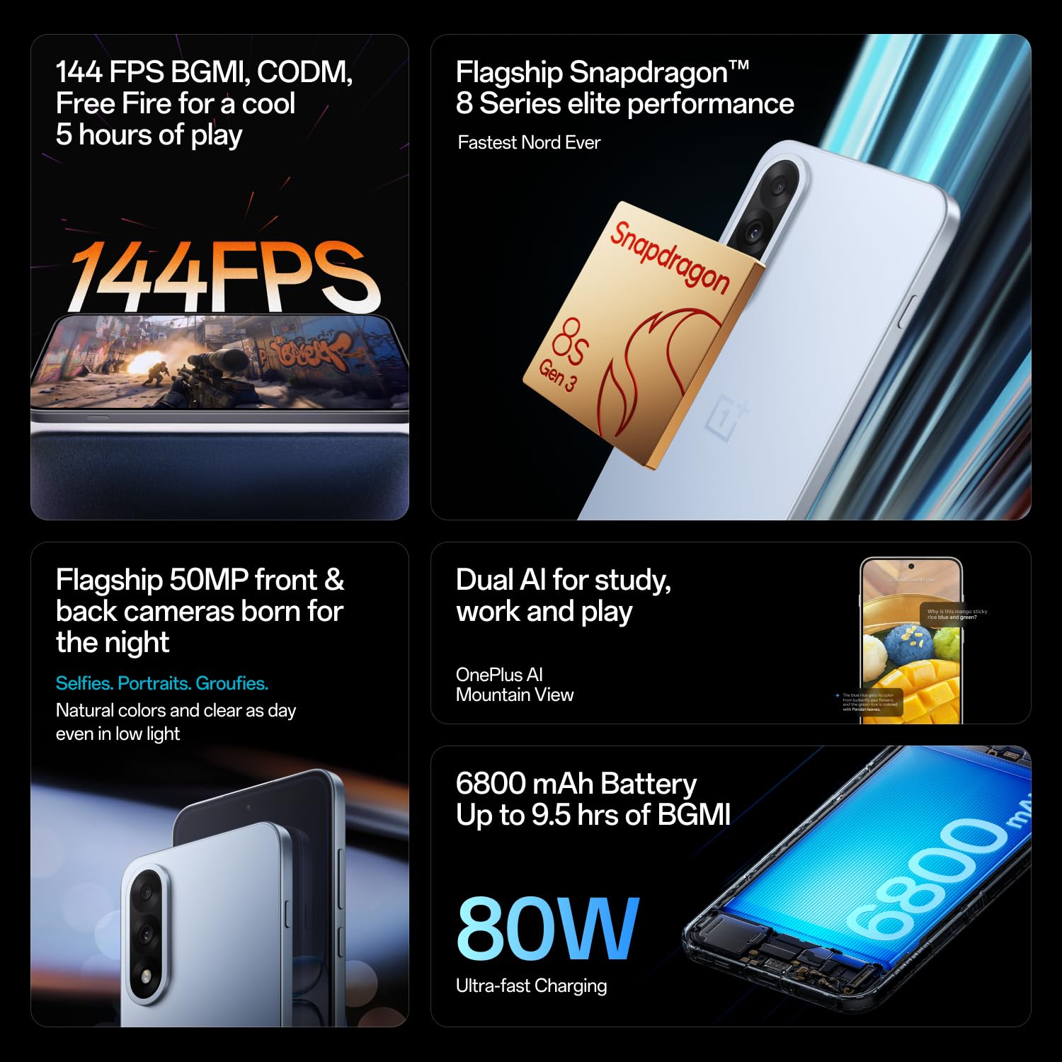 OnePlus Nord 5 | Snapdragon 8s Gen 3 | Stable 144FPS Gaming | Dual 50MP Flagship Camera | Powered by OnePlus AI | 8GB  256GB | Dry Ice - View 3