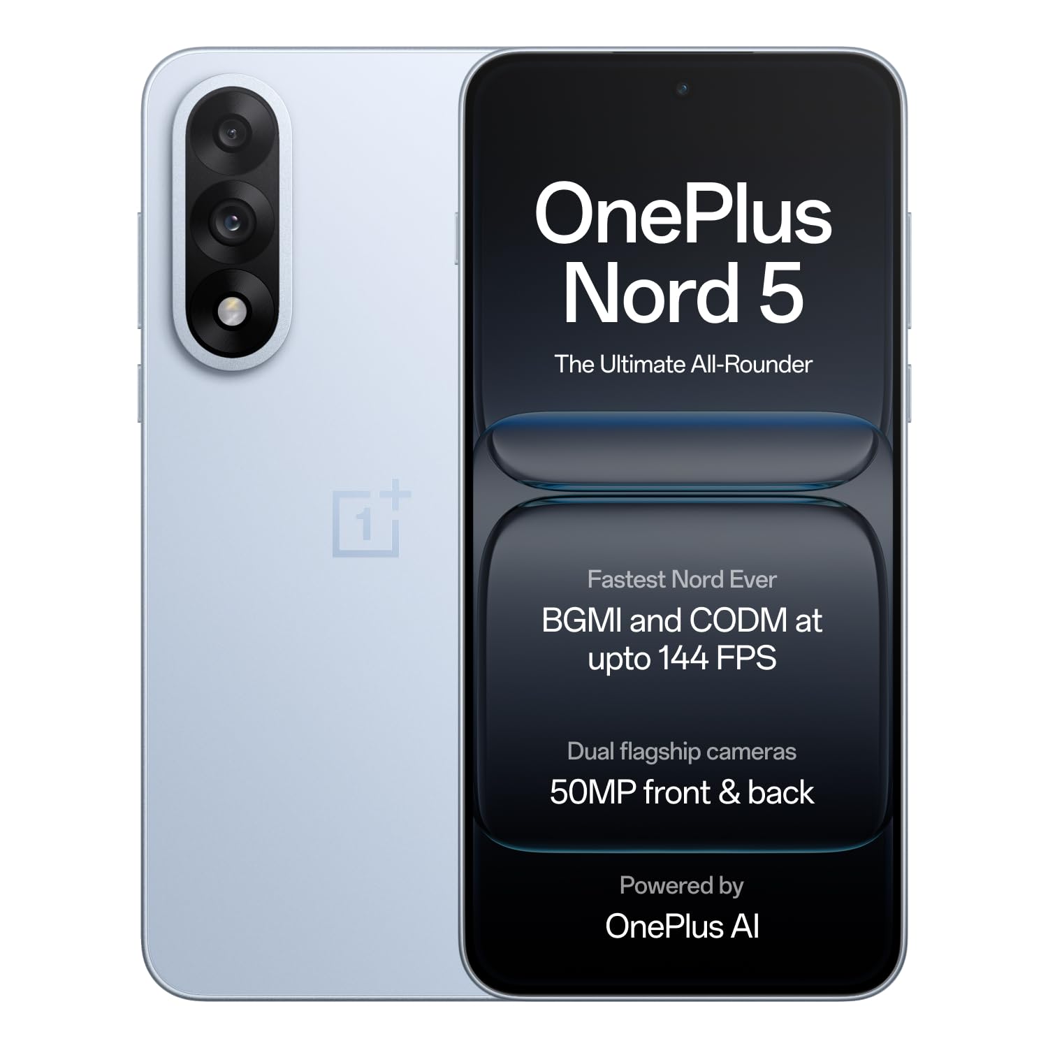 OnePlus Nord 5 | Snapdragon 8s Gen 3 | Stable 144FPS Gaming | Dual 50MP Flagship Camera | Powered by OnePlus AI | 8GB  256GB | Dry Ice