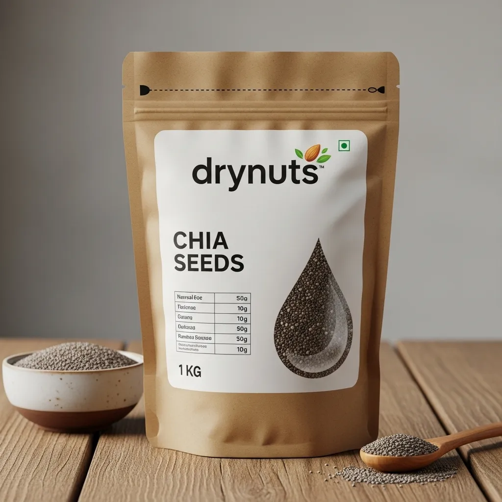 DRYNUTS Premium Chia Seeds - 1 KG | All-Natural Superfood for Weight Management & Energy | Rich in Omega-3, Fiber & Protein